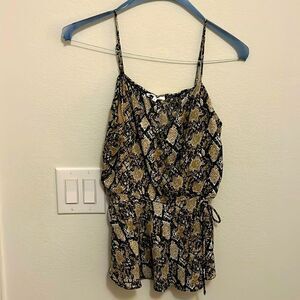 Snakeskin Faux Wrap Cami Top Women L Lined Animal Print Summer Chic Maurice’s